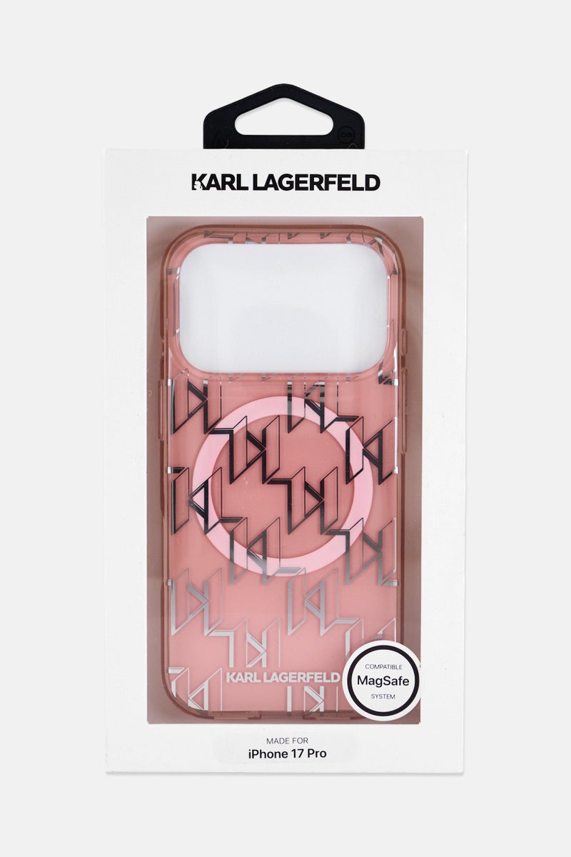 Karl Lagerfeld حافظة موبايل متوافقة مع ماجسيف آيفون 17 برو، وردي - Image 1